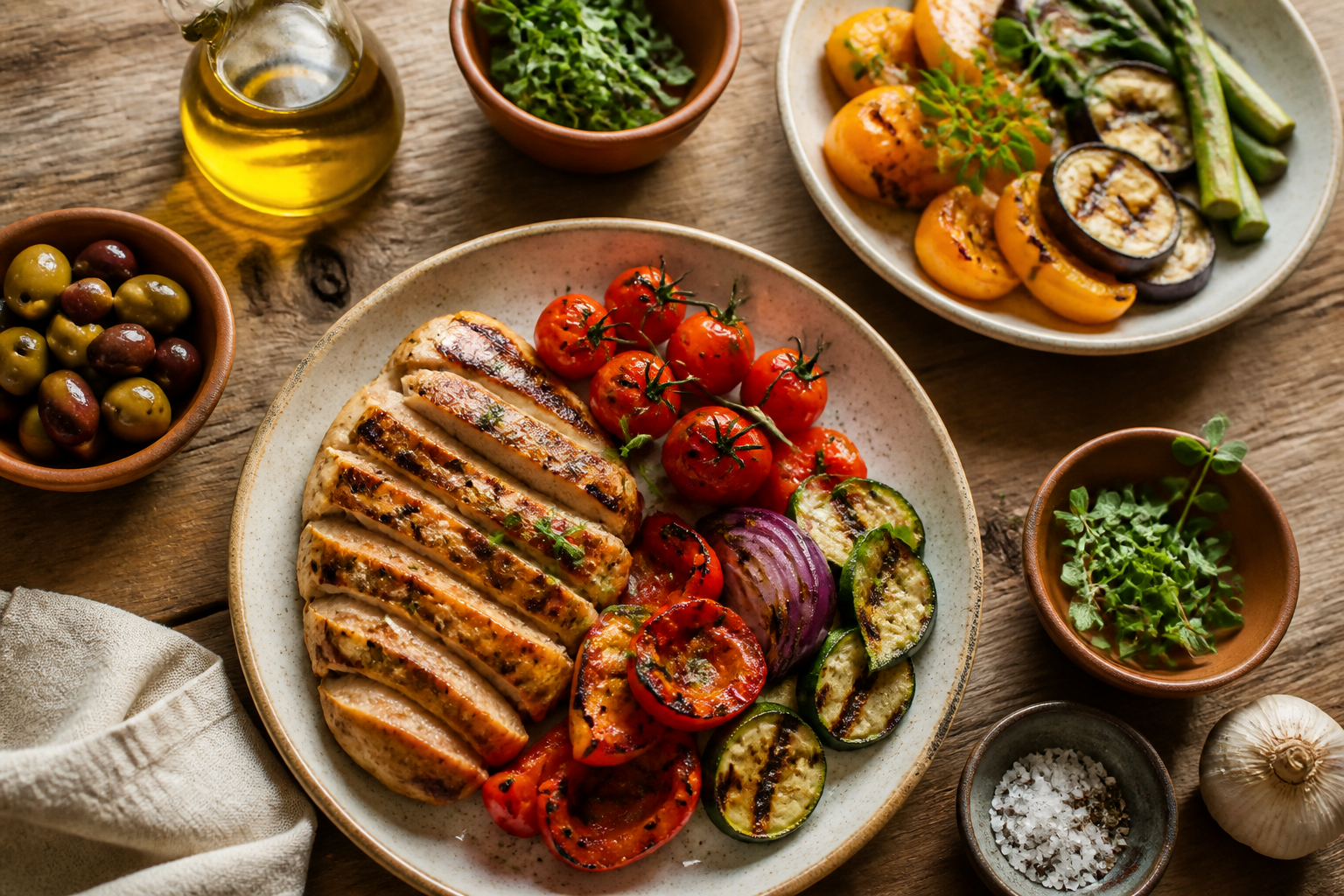 Fresh wholesome food, warm tones